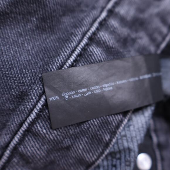 ZARA High Rise Cut Off Shorts Black Stone Washed Distressed Denim Women's 2 - Picture 9 of 9